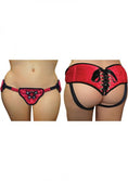 Plus Size Lace With Satin Corsette Adjustable Strap On Red