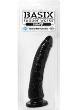 Basix Rubber 7 inches Slim Dong With Suction Cup Black