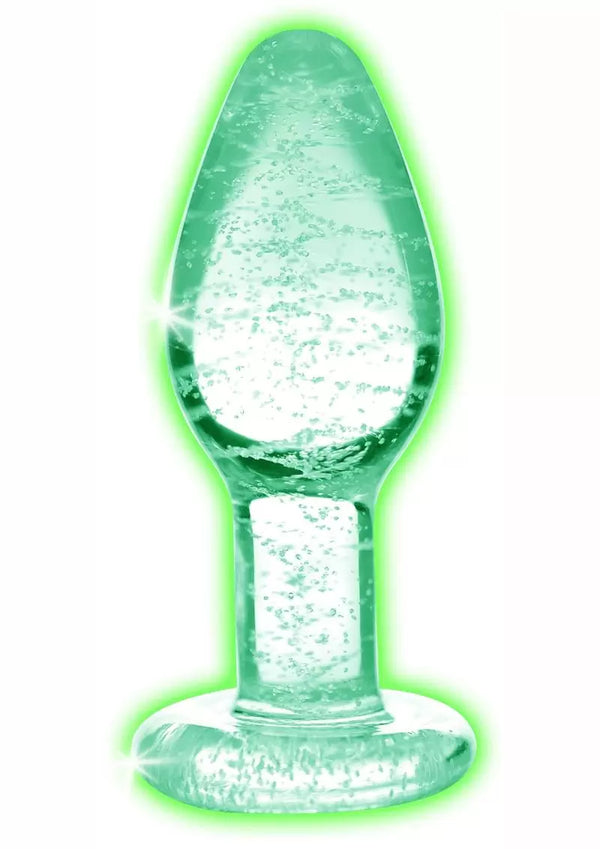 Glow In The Dark Glass Anal Plug – Small – Clear