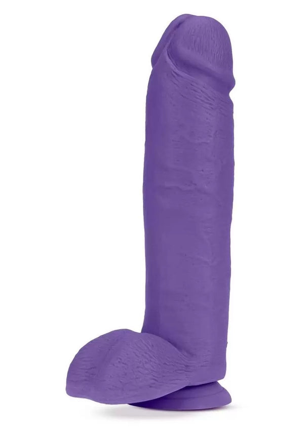 Au Naturel Bold Huge Dildo with Suction Cup and Balls 10in – Purple