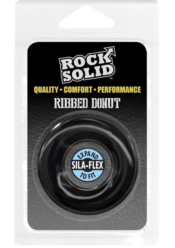 Rock Solid Ribbed Donut Silicone Cock Ring – Black