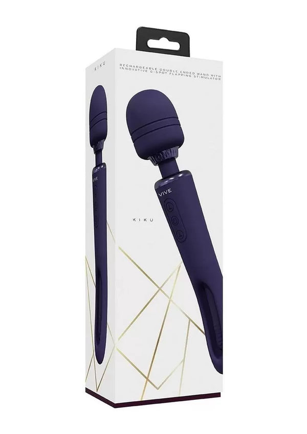 Vive Kiku Rechargeable Double Ended Wand with G-Spot Stimulator – Purple