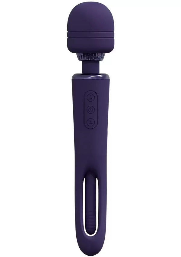 Vive Kiku Rechargeable Double Ended Wand with G-Spot Stimulator – Purple