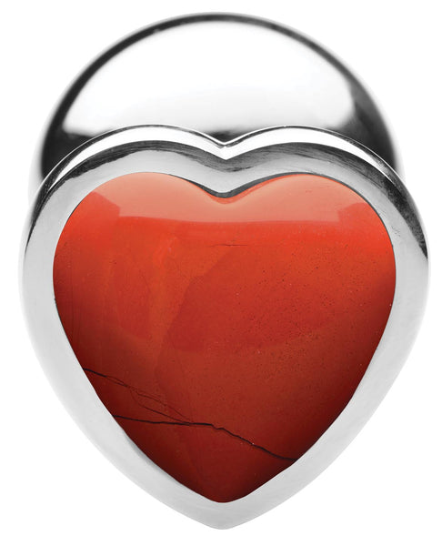 Authentic Red Jasper Gemstone Heart Anal Plug - Medium