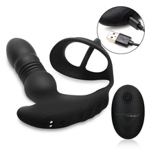 Thrusting Vibrator With Cock And Ball Ring And Remote Control