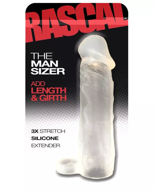 Rascal The Man Sizer 3x Stretch Silicone Penis Extender Extension Cock Ring