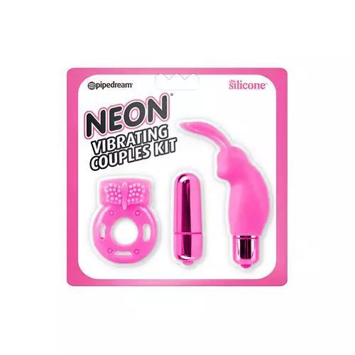 Neon Vibrating Couples Kit Pink