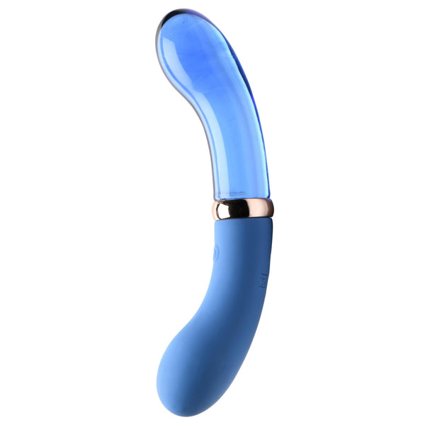 Prisms Vibra-Glass 10X Bleu Dual End G-Spot Rechargeable Silicone/Glass Vibrating Dildo – Teal