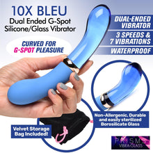 Prisms Vibra-Glass 10X Bleu Dual End G-Spot Rechargeable Silicone/Glass Vibrating Dildo – Teal