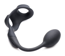 10x P-bomb Silicone Cock And Ball Ring With Vibrating Anal Plug