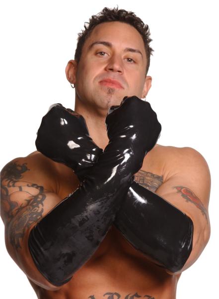 Men's Large Elbow Length Gloves Black Bulk