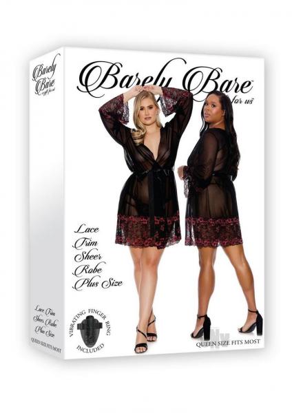 Barely B Lace Trim Sheer Robe Ps Blk