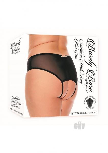 Barely B Crotchless Mesh Brief Blk Pls