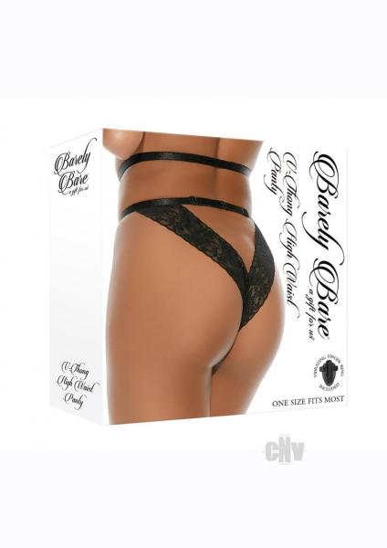 Barely B V Thong High Waist Blk Os