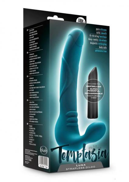 Temptasia Luna Strapless Dildo Silicone Multi Function Rechargeable Teal