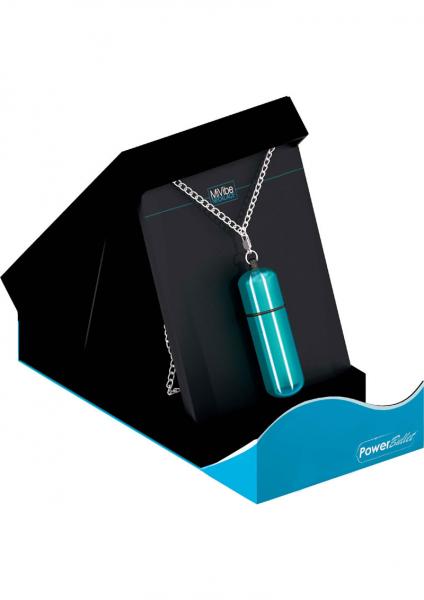 Power Bullet Mini Vibe Necklace With Chain Waterproof Teal