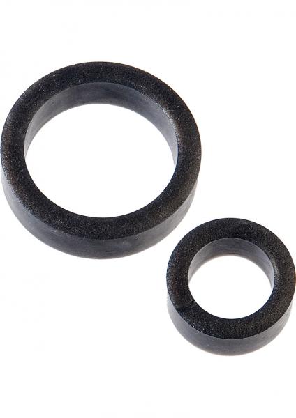 Platinum Silicone The C Rings Cock Ring Two Pack Black