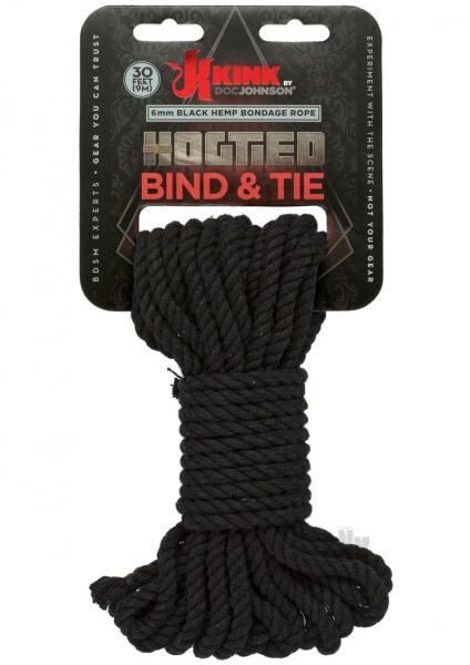 Kink Hogtied Bind & Tie Hemp Bondage Rope 30ft  Black