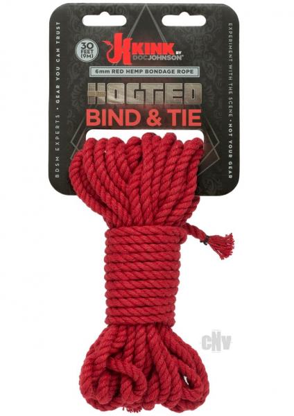 Kink Hogtied Bind & Tie Hemp Bondage Rope 30ft Red