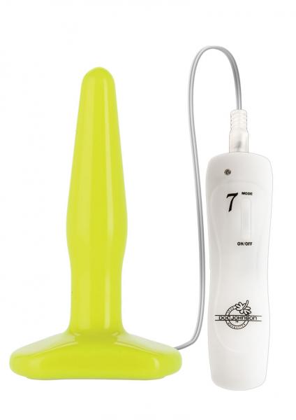 Glo Butt Plug Slim Vibrating Yellow 4 inches