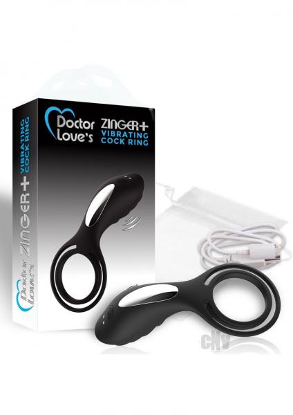 Doctor Loves Zinger+ Vibrating Cock Ring Black