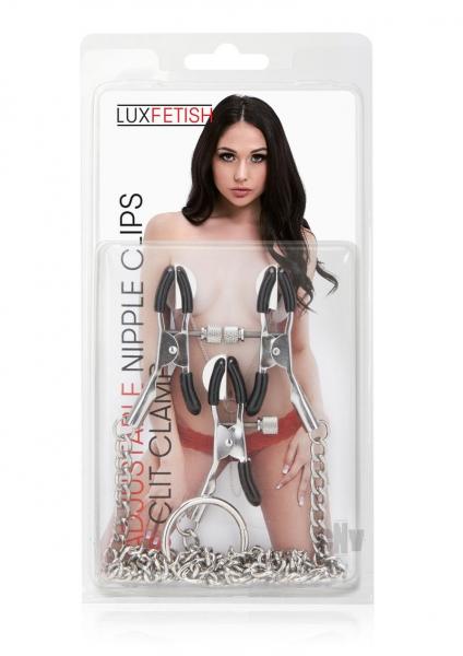 Lux Fetish Adjustable Nipple Clips & Clit Clamp