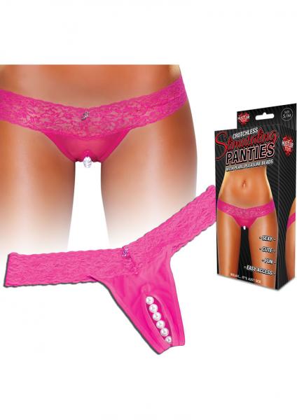 Crotchless Panties Pearl Beads Pink M/L