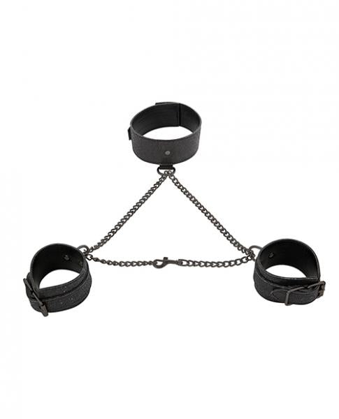 Sex & Mischief  Shadow Sparkle Collar & Cuff Set Black