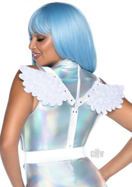 Furry Angel Wing Body Harness Os White