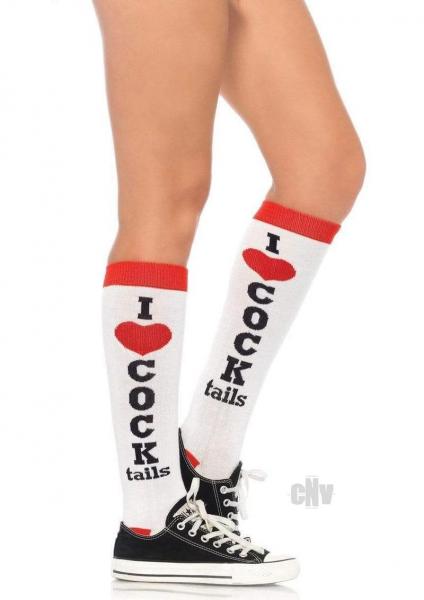 Cocktails Knee Socks White/red