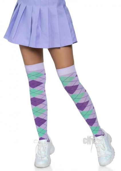 Argyle Knit Over The Knee Socks Os Lav