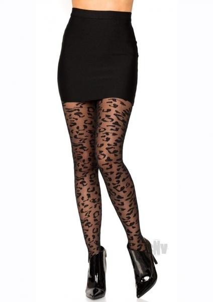 Sheer Leopard Tights Os Black