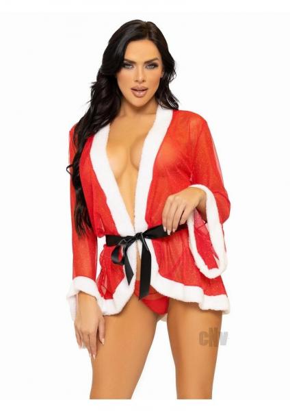 Santa Robe Ribbon Gstring S/m Red/wht