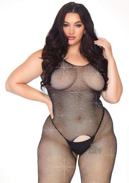 Crystalized Tank Bodystocking 1x-2x Blac