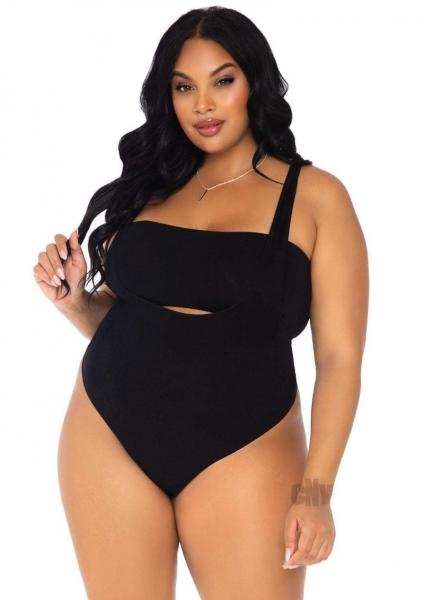 Opaque Bandeau Bodysuit 1x-2x 2pc Black