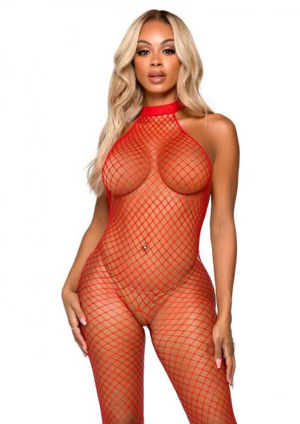 Industrial Backless Bodystocking Os Red