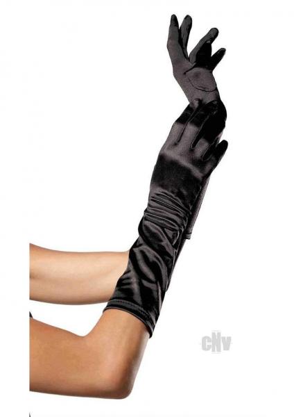 Elbow Length Satin Glove Os Black