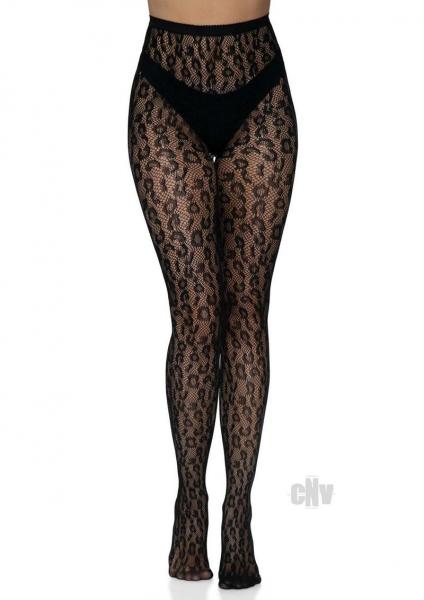 Leopard Net Tights Os Black