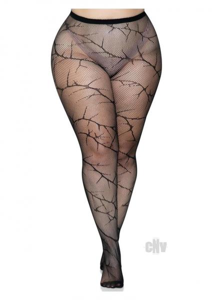 Cracked Fishnet Tights 1x-2x Black