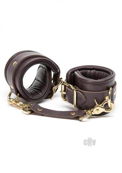 Coco de Mer Leather Wrist Cuffs S/M Brown