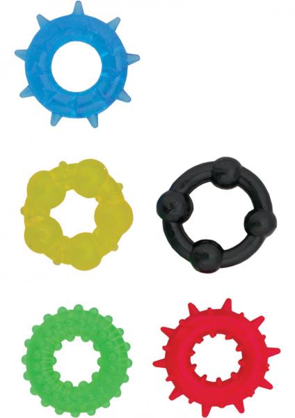 Pleasure Rings Set Of 5 Cockrings Waterproof