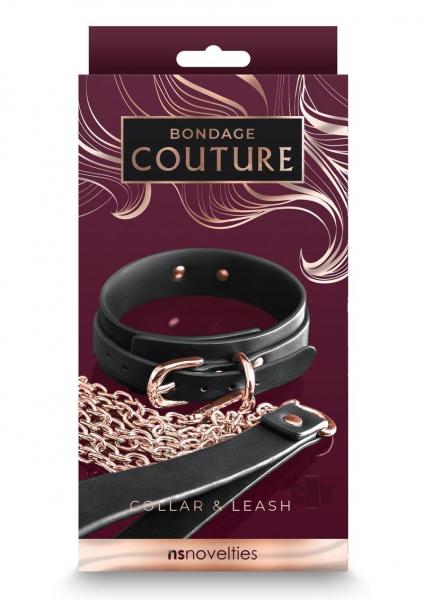 Bondage Couture Collar And Leash Black