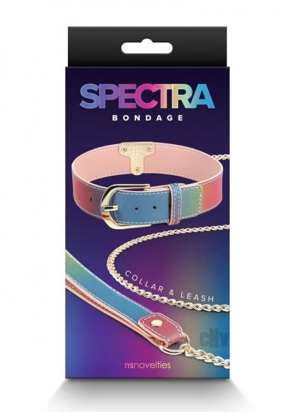 Spectra Bondage Collar And Leash Rainbow