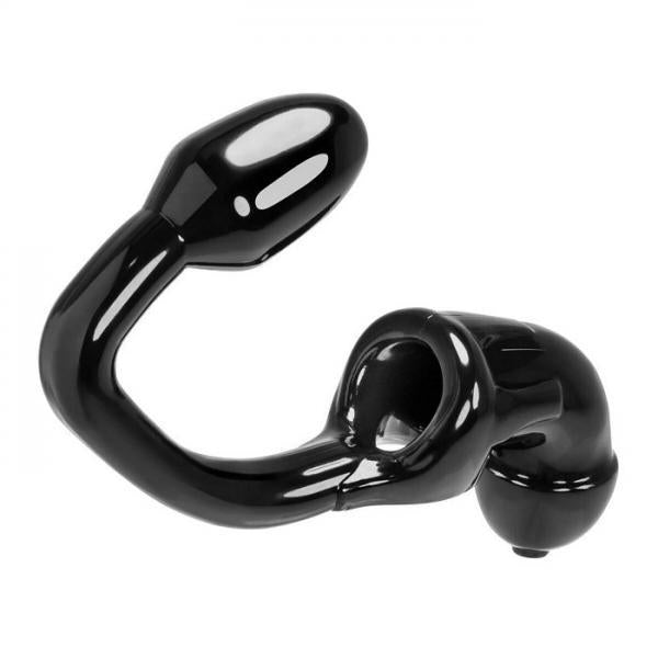 Oxballs Tailpipe Chastity Cocklock & Asslock Butt Plug Black