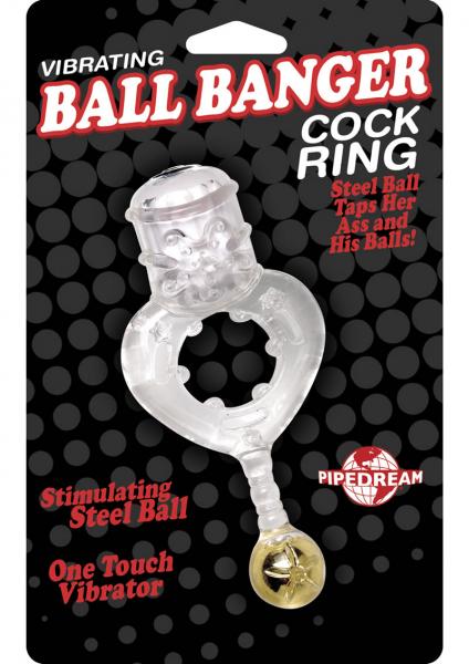 Vibrating Ball Banger Cockring Clear