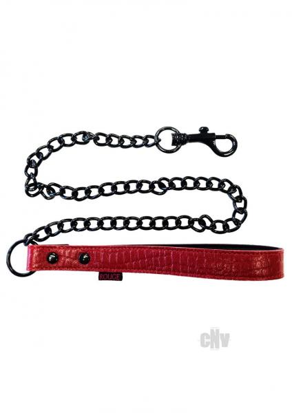 Rouge Leather Handle Lead Dog Chain Burgundy