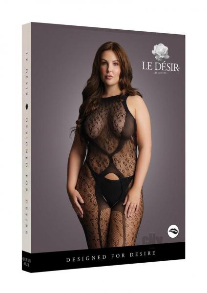 Crotchless Leopard Bodystocking Qn Blk