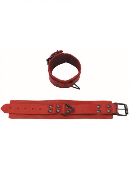 Redline Ankle Restraints Leather Red