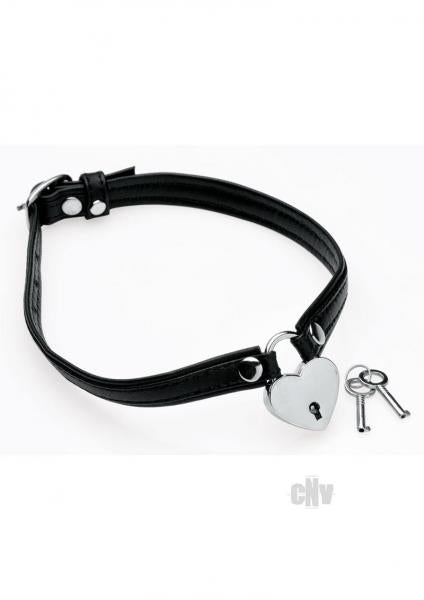 Ms Heart Lock Choker W/key Black