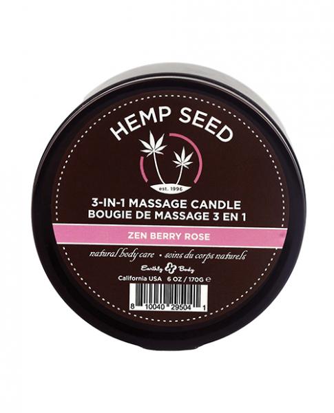 Earthly Body Suntouched Hemp Candle - 6 Oz Round Tin Zen Berry Rose